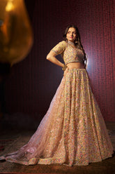 Gold Bridal Lehenga with Heavy Zari & Mirror Work | Regal and Majestic Wedding Attire